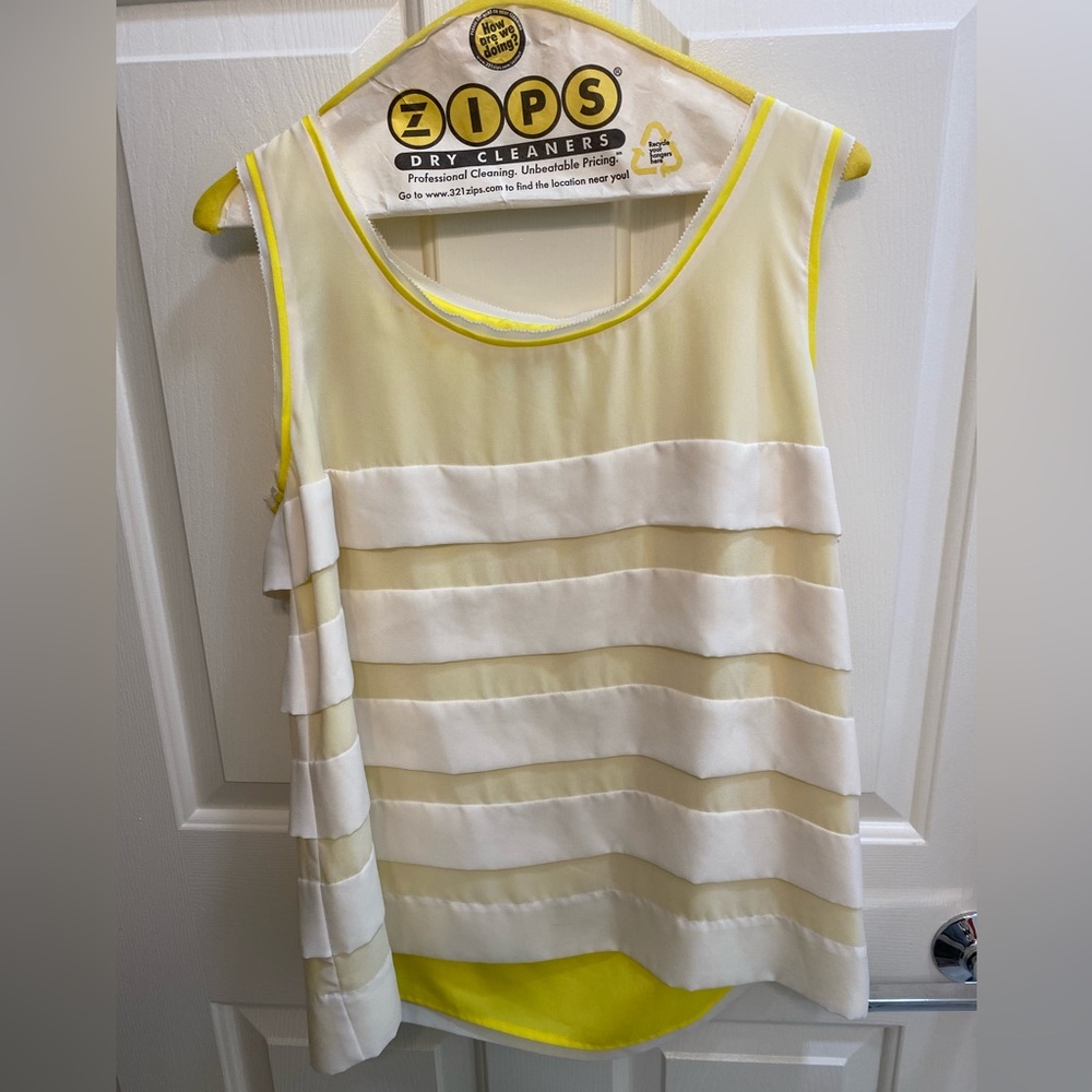 Ann Taylor Loft yellow/white tank blouse. Size M.